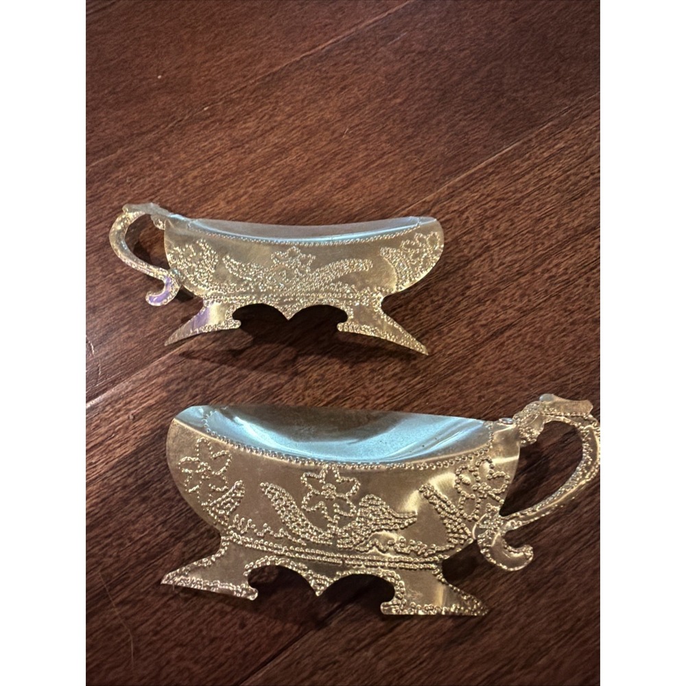 Vintage Gold Tone Metal Tea Cups Wall Decor Home Interiors